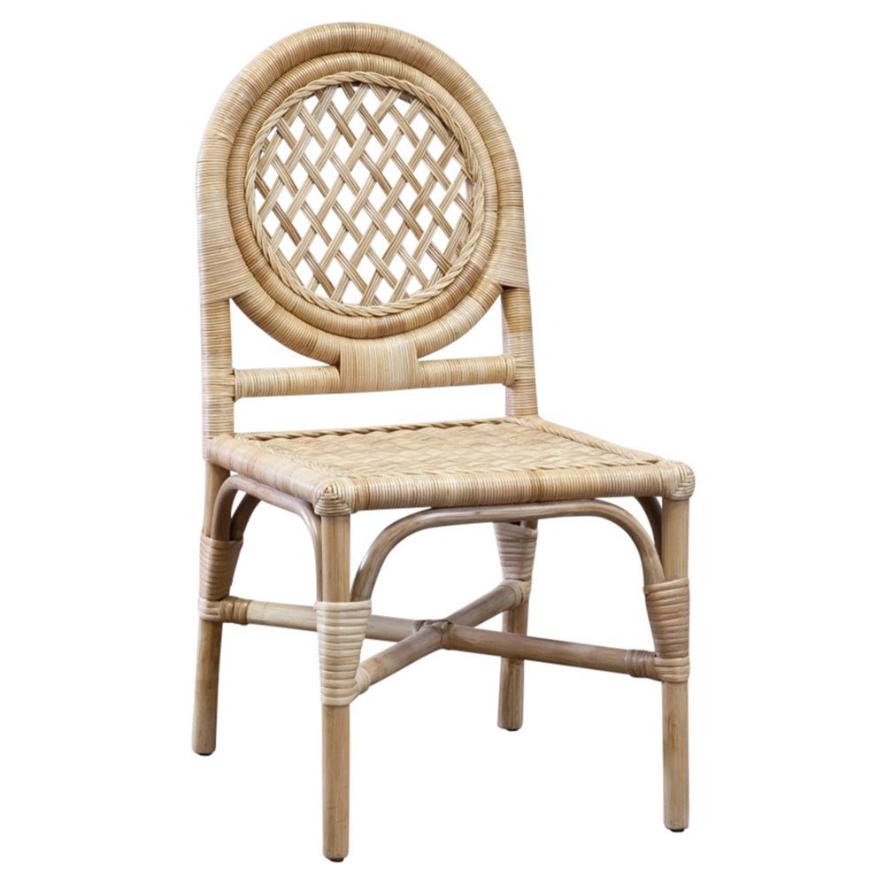 Louise Coastal Beach Natural Handwoven Rattan Dining Side Chair|