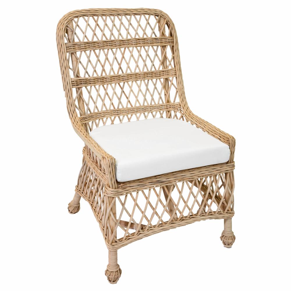 Mona Coastal Beach Natural Woven Rattan Dining Side Chair | Kathy