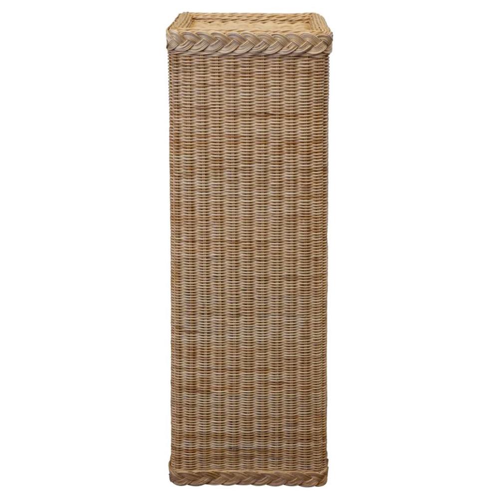 Cailee Coastal Beach Natural Handwoven Faux Rattan Outdoor Plinth Pedestal - 43"|