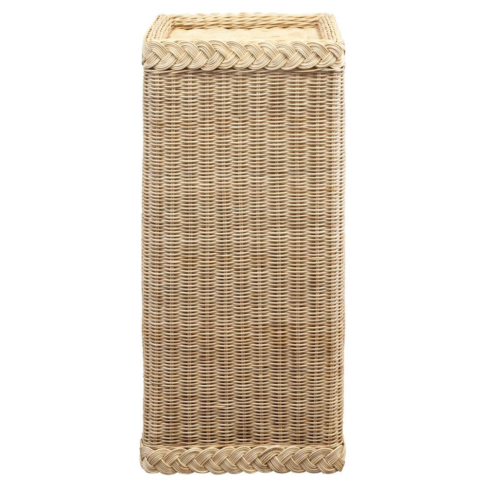 Riona Coastal Beach Natural Handwoven Rattan Square Plinth Pedestal- 30"|