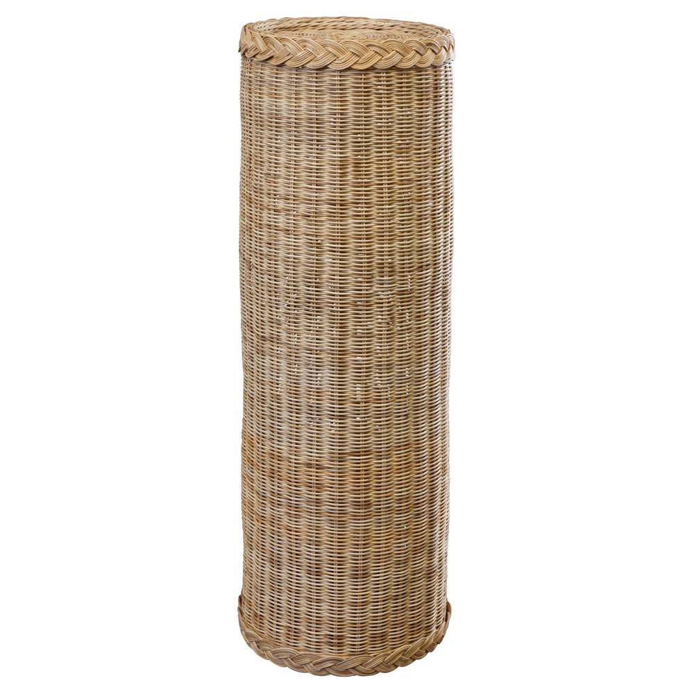 Riona Coastal Beach Natural Handwoven Rattan Plinth Pedestal - 43"|
