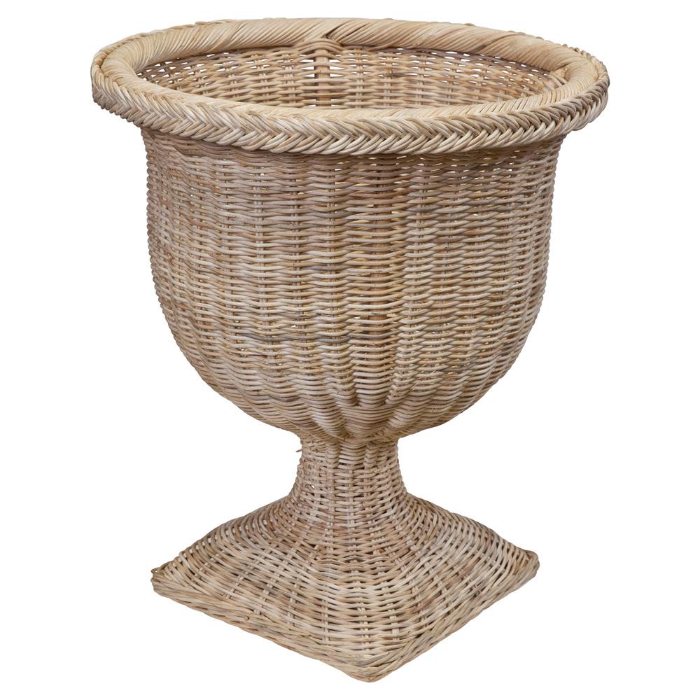 Riona Coastal Beach Natural Woven Rattan Square Base Urn Pot Planter|
