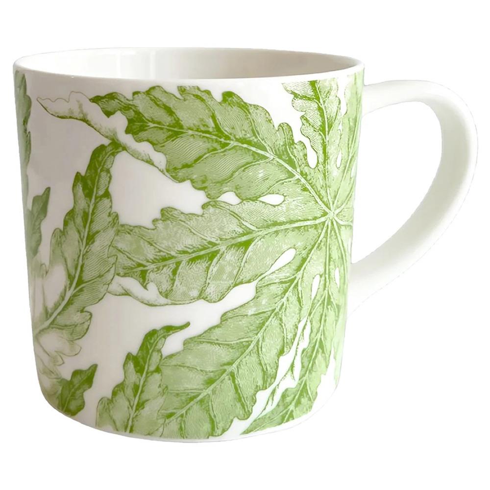 Freya French Country White Porcelain Green Floral Mug|