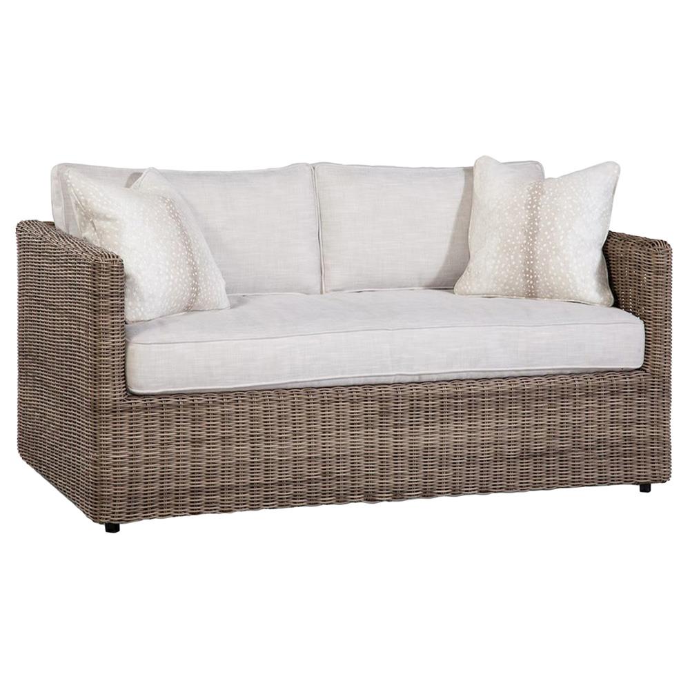 Noelani Coastal Off White Upholstered Brown Woven Wicker