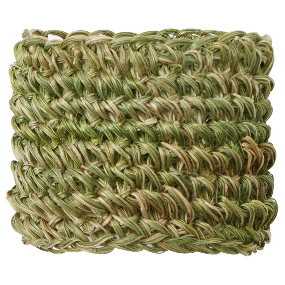 Emmy Coastal Beach Green Crochet Napkin Ring - Set of 4|