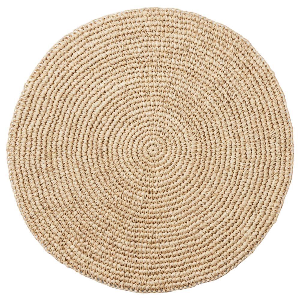 Emmy Coastal Beach Natural Crochet Round Placemat - Set of 4|