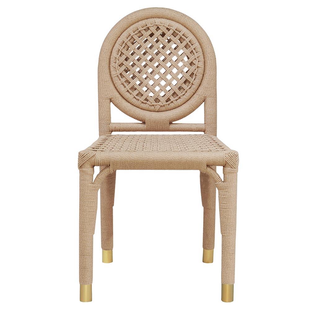 Worlds Away Gentry Coastal Beach Natural Rattan Wrapped Brass