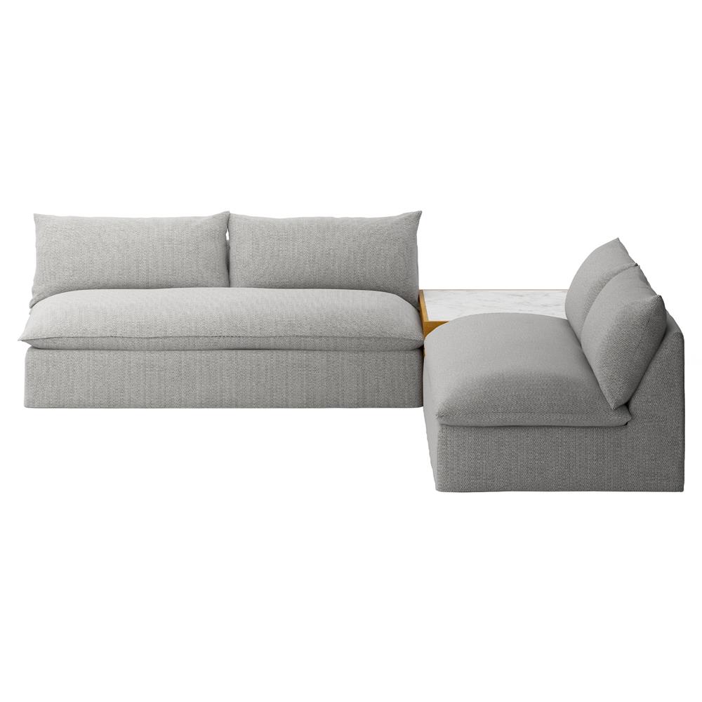 Cee Grey Upholstered 2 Piece Outdoor Sectional with Coffee Table - 117"Wx117"D|
