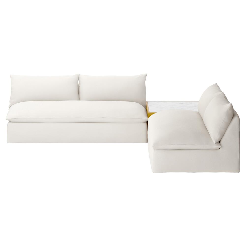 Cee Cream Upholstered 2 Piece Outdoor Sectional with Coffee Table - 117"Wx117"D|