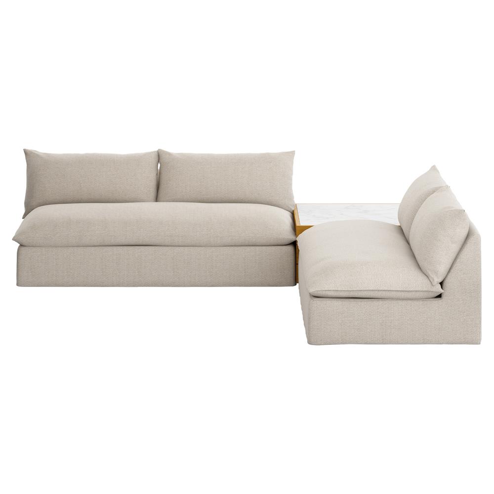 Cee Beige Upholstered 2 Piece Outdoor Sectional with Coffee Table - 117"Wx117"D|