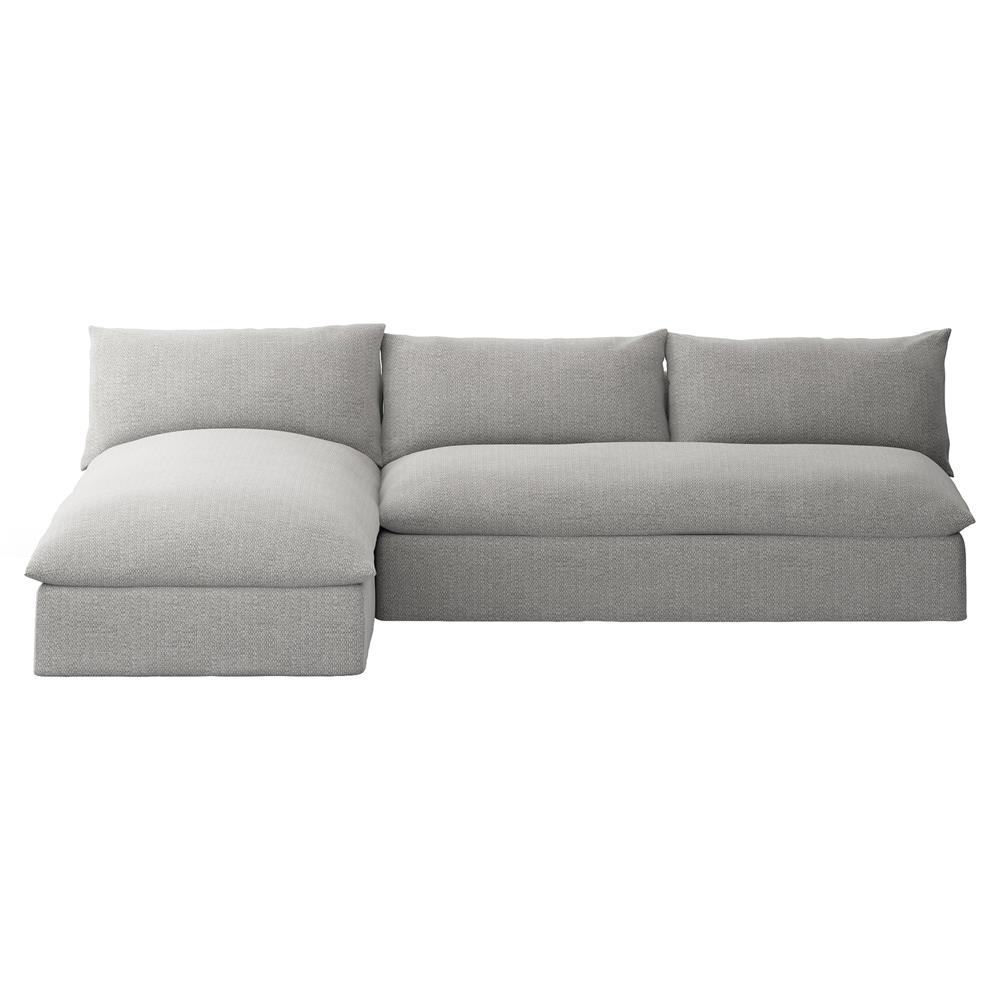 Cee Modern Classic Grey Upholstered 2 Piece Outdoor Sectional - 111"Wx72"D|