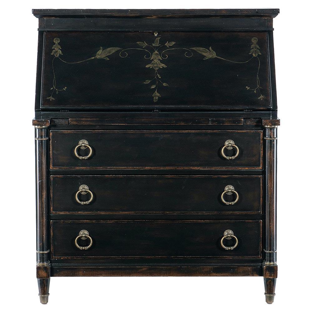 Barry Updated Traditional Black Cherry Wood Secretary Desk|