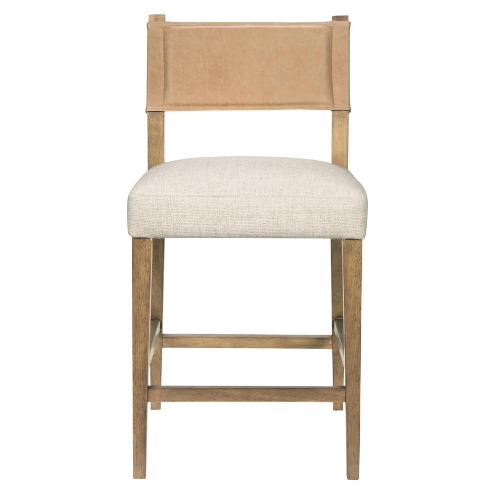 Ely Rustic Lodge Beige Performance Leather Seat Light Brown Wood Counter Stool|