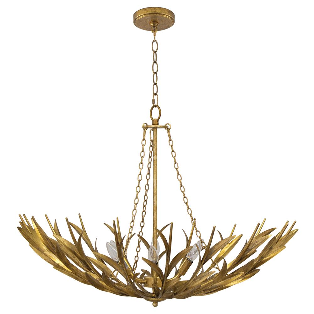 River Reed Basin French Antique Gold Leaf Steel Chandelier|