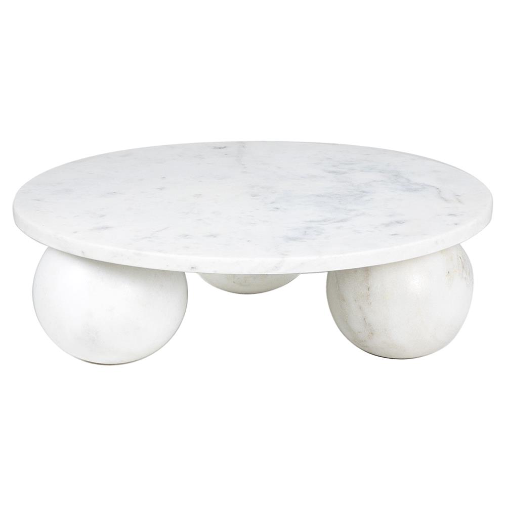 Marlow Modern Classic White Marble Round Decorative Tray - Small|