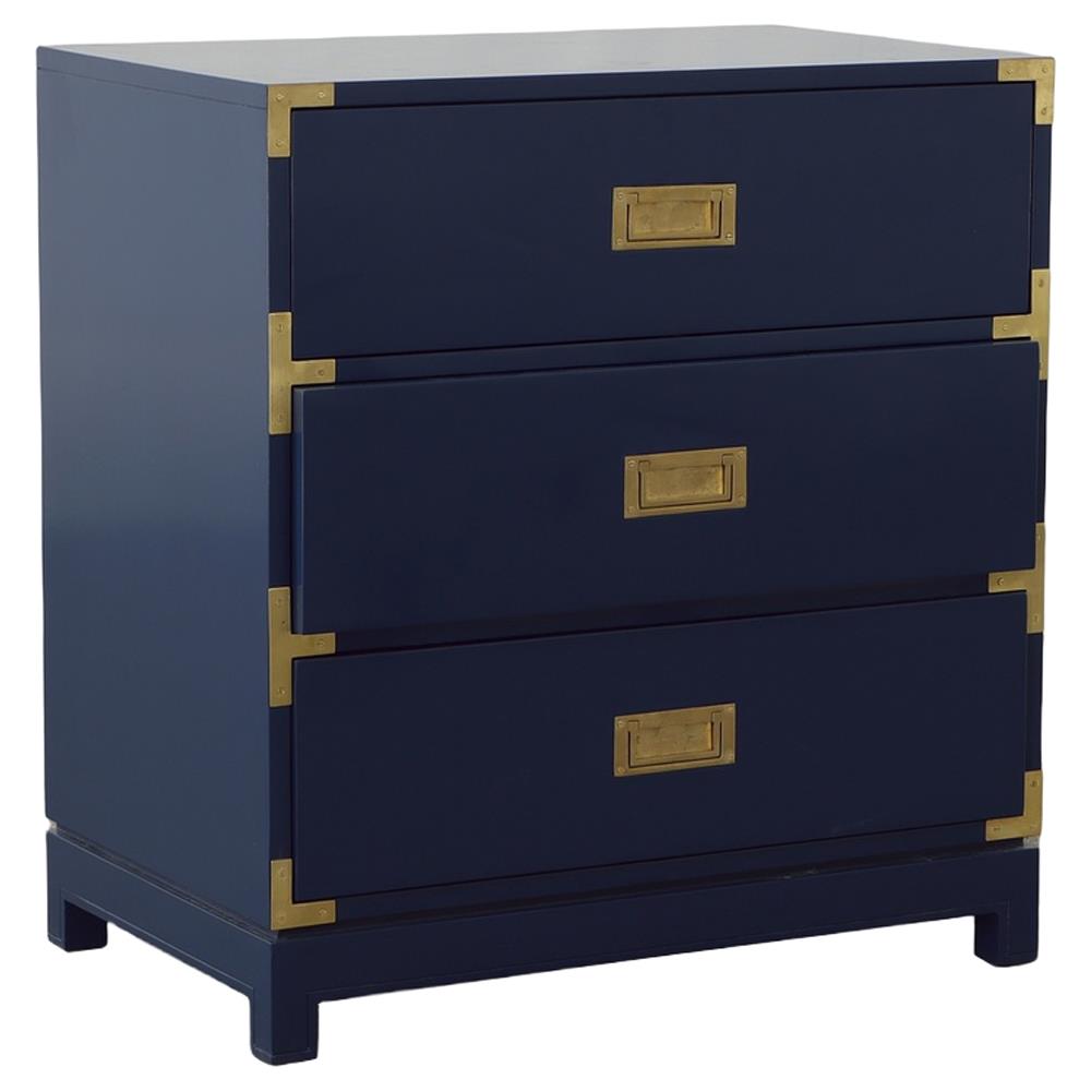 Marianne Modern Classic Blue Mahogany Wood Gold Nightstand Standard (21 -  29" W) | Kathy Kuo Home