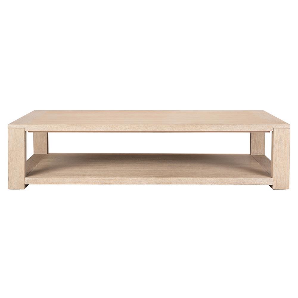 Tahoma Modern Classic Beige Oak Wood Rectangular 2 Tier Coffee