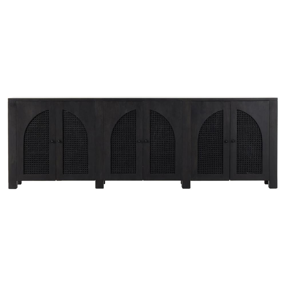 kahoページ Kashton Mid Century Black Solid Mango Wood Arched Woven Cane