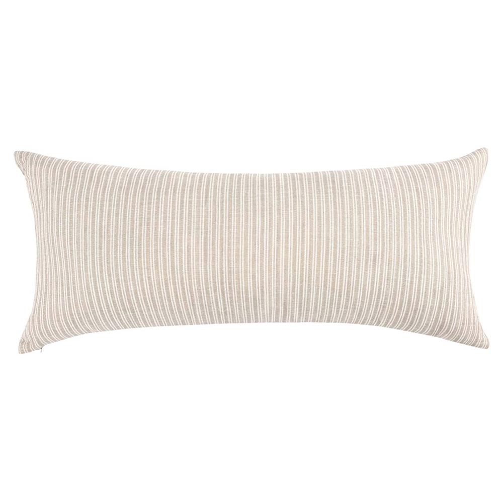 Fiona Modern Classic Light Brown Cotton Stripe Decorative Lumbar Pillow - 16x36|