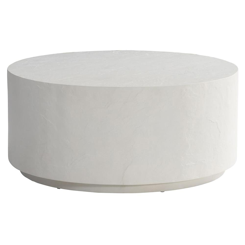 Torin Coastal Beach White Concrete Drum Outdoor Coffee Table|
