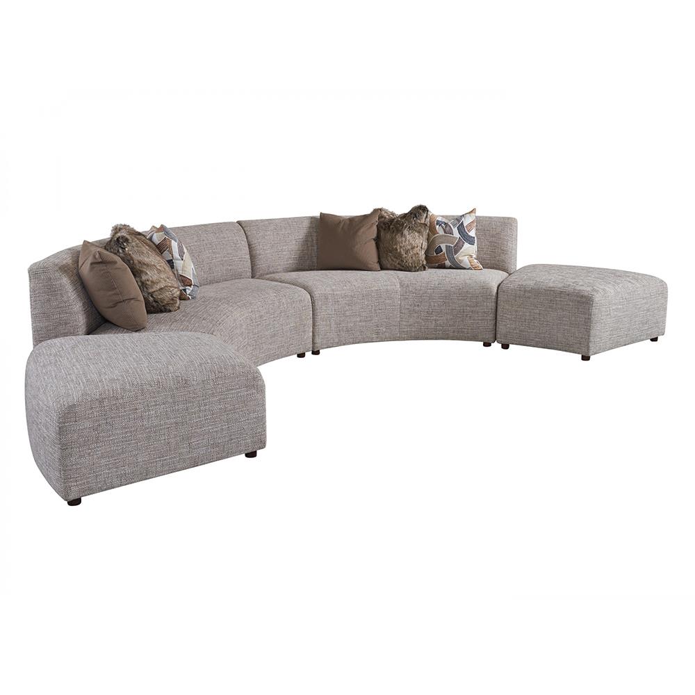 Alston Mid Century Brown Upholstered Curved Sectional