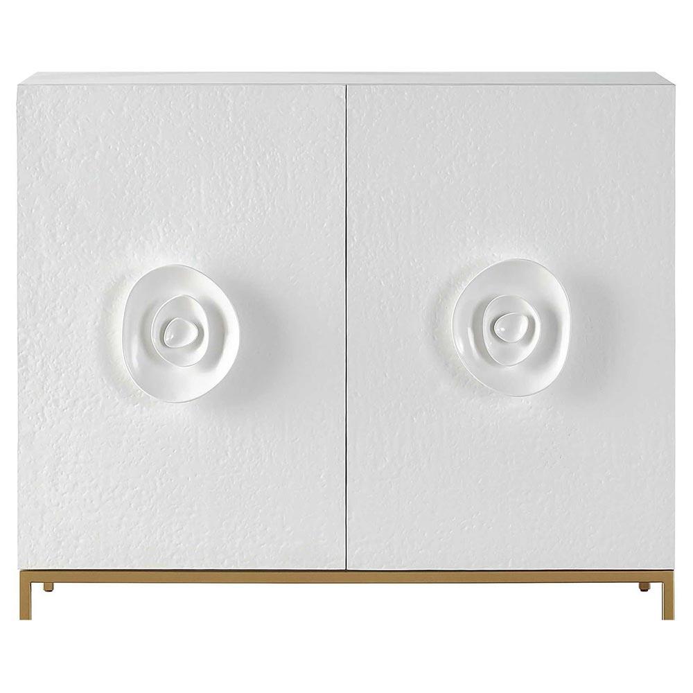 Tyler Hollywood Regency White Wood Rose Sideboard Narrow (Under 50