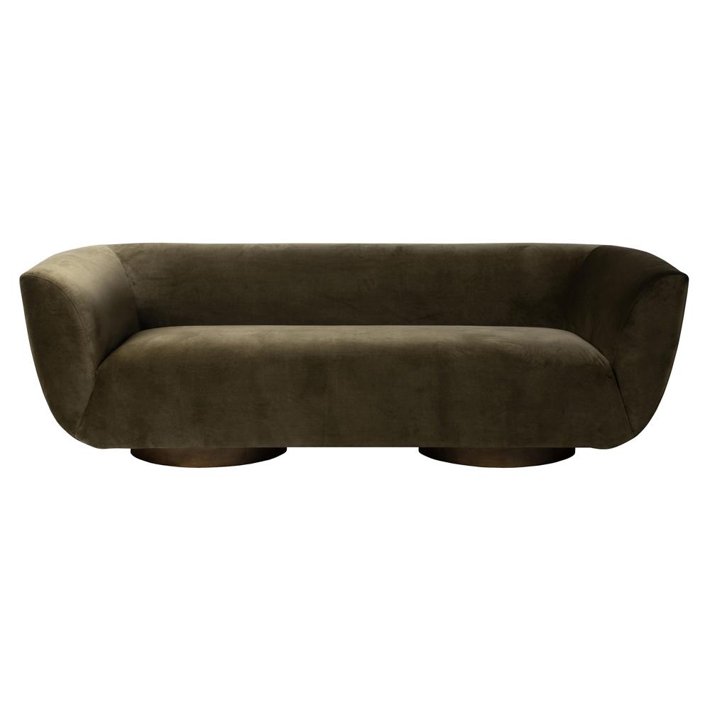 Sabina Modern Classic Olive Green Upholstered Wood Base Tight Back