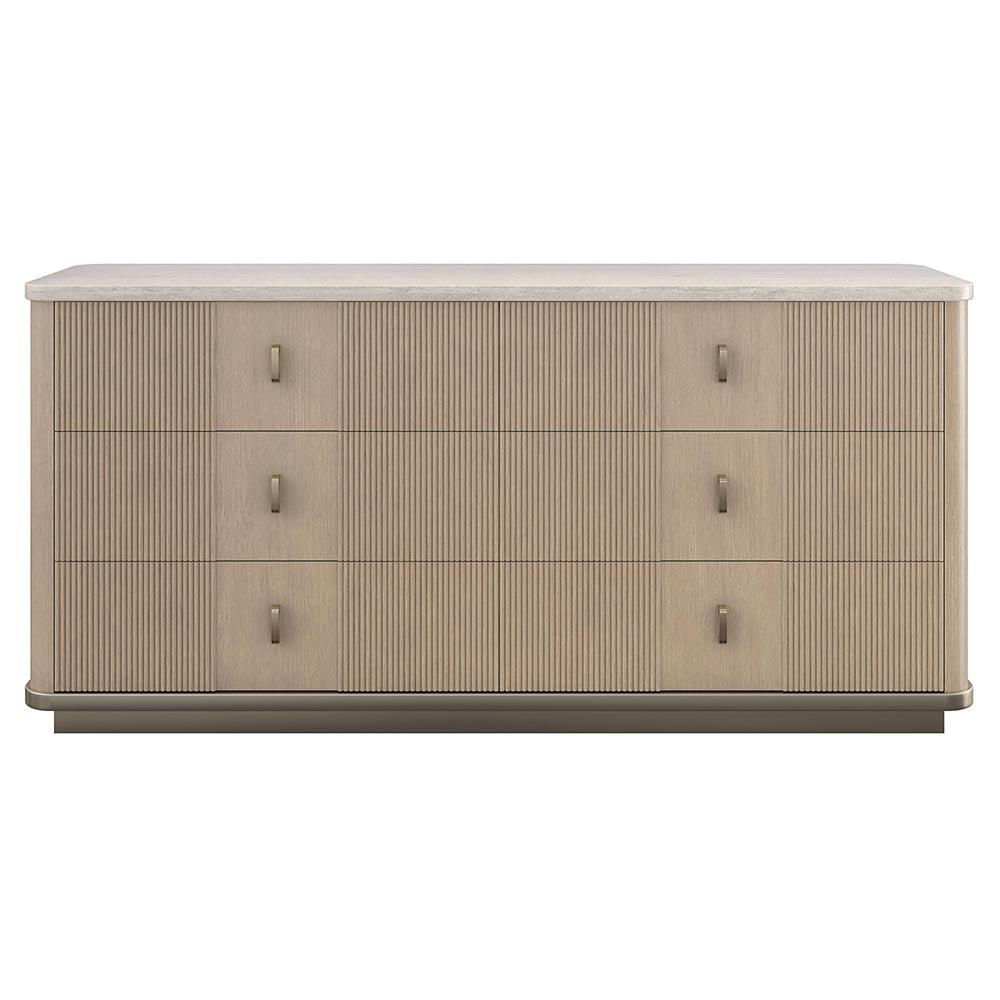 Adalyn Modern Classic Travertine Beige Wood Double Dresser|