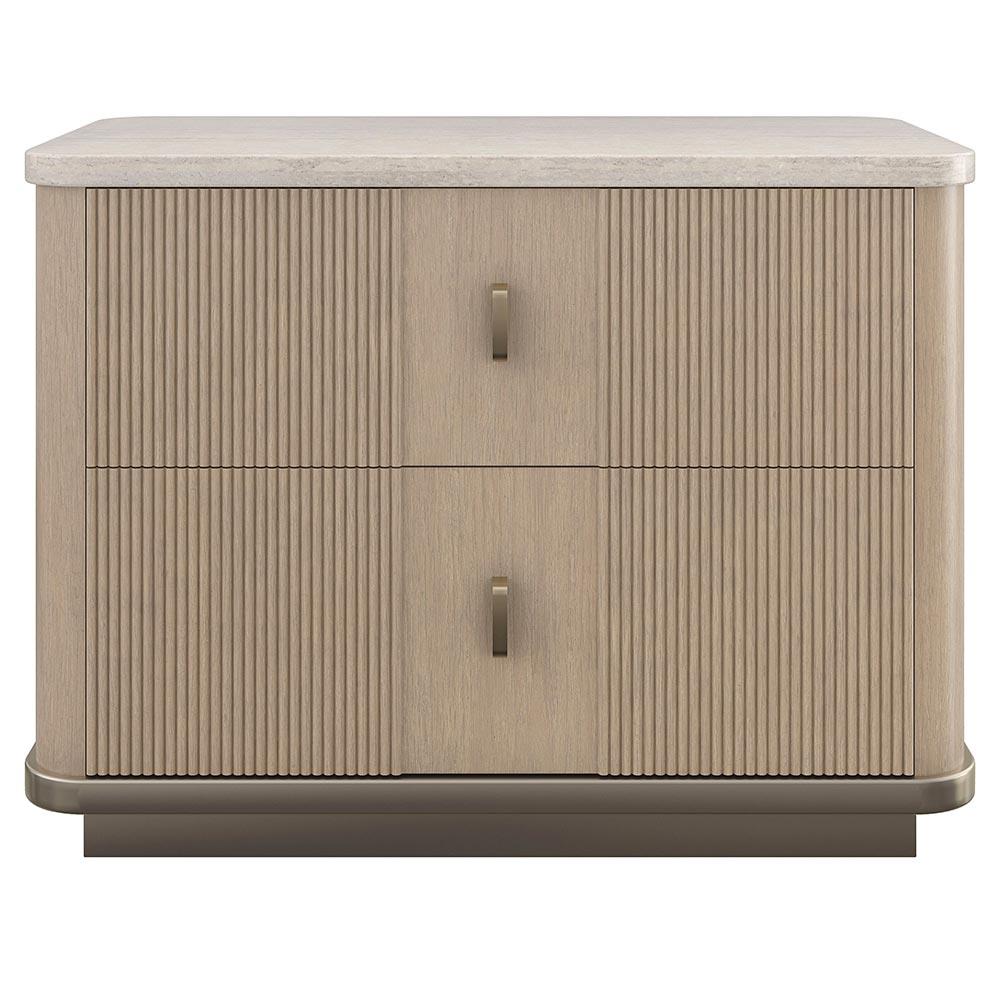 Adalyn Modern Classic Travertine Beige Oak Nightstand - 34"|