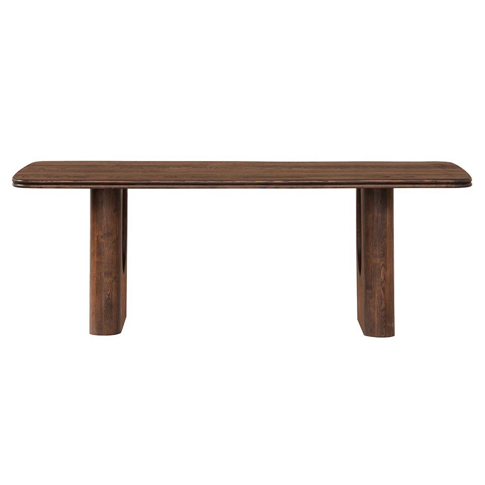 Eric Rustic Lodge Brown Oak Wood Double Pedestal Rectangular Dining Table - 86"W|