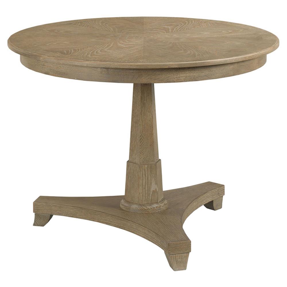 Classic French Country Vintage Brown Oak Round Center Table - 38