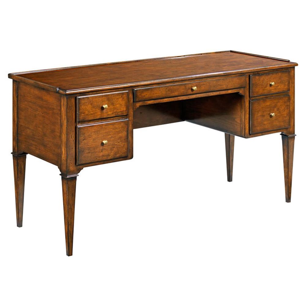 Marseille French Country Bordeaux Brown Wood Writing Desk|