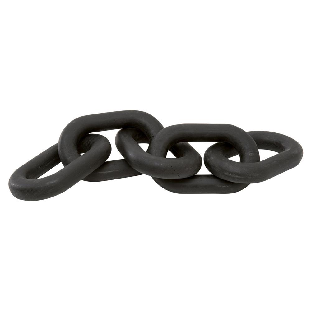 Maisha Modern Classic Black Wash Reclaimed Pine Wood Chain Link Sculpture|