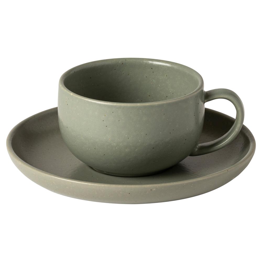 Pacifica Modern Classic Artichoke Stoneware Tea Cup and Saucer|