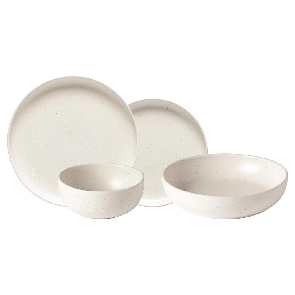 Pacifica Modern Classic Vanilla Stoneware 4 Piece Place Setting|