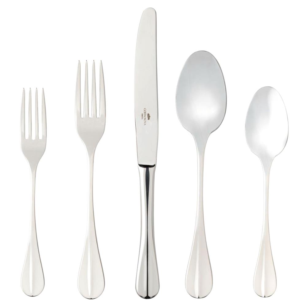 Nau Modern Classic Polished Stainless Steel 5 Piece Flatware Set|