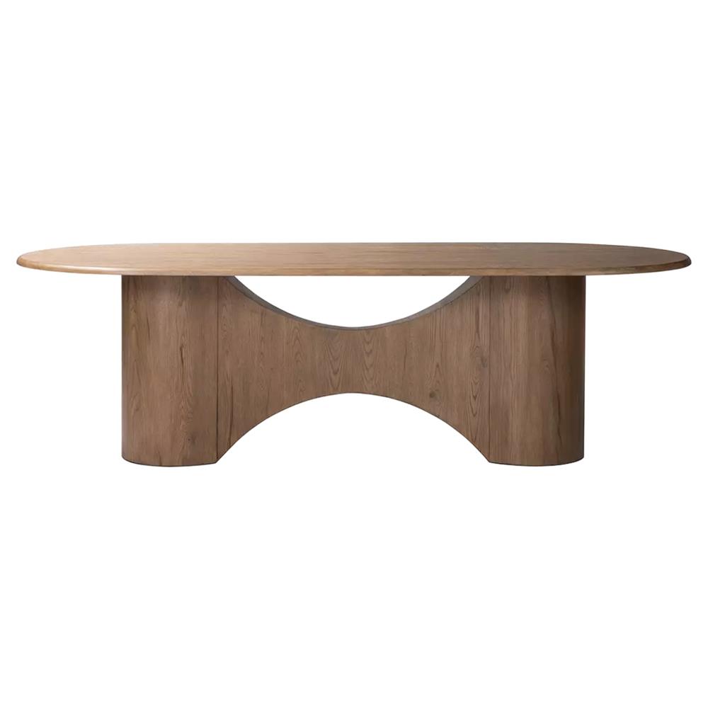 Reagan Mid Century Brown Oak Wood Oval Dining Table - 98