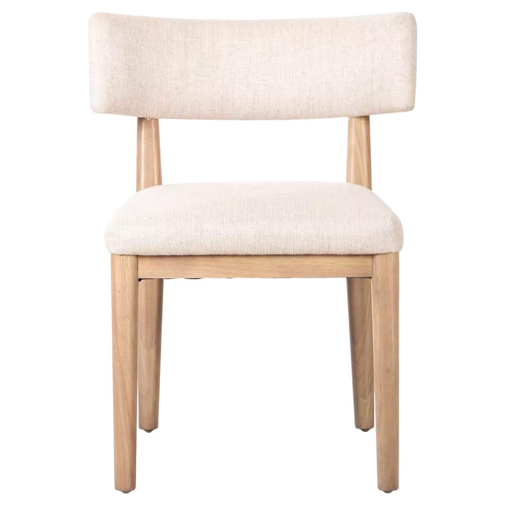 Cerise Modern Classic Cream Upholstered Wood Dining Side Chair|