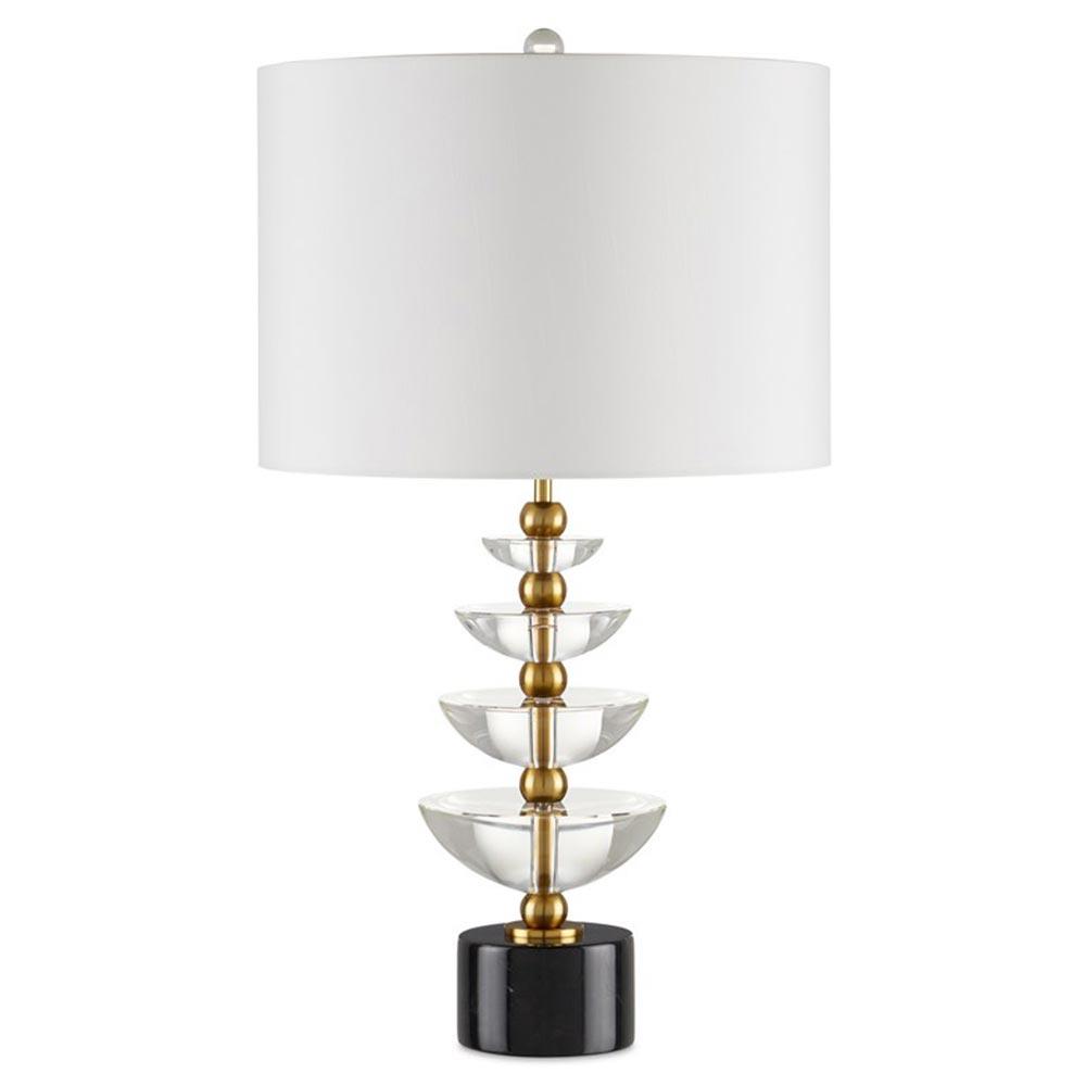 Cascade Hollywood Regency Clear Crystal Accent Brass Table Lamp