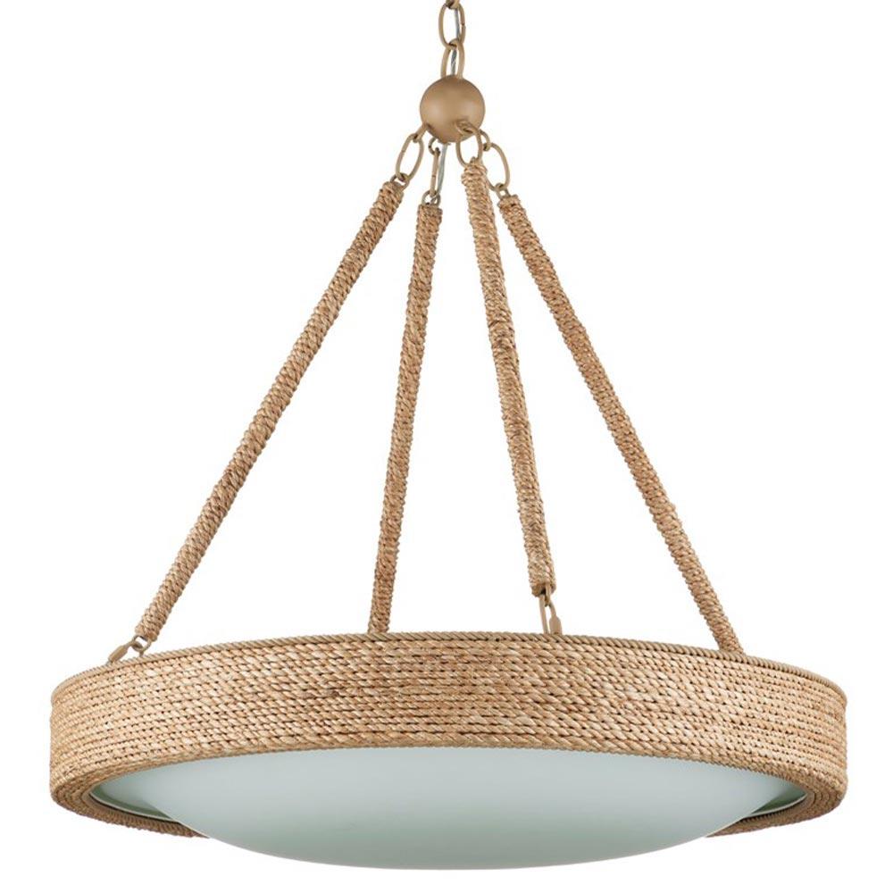 Berkley Coastal Beach Woven Abaca Rope Wrought Iron Chandelier