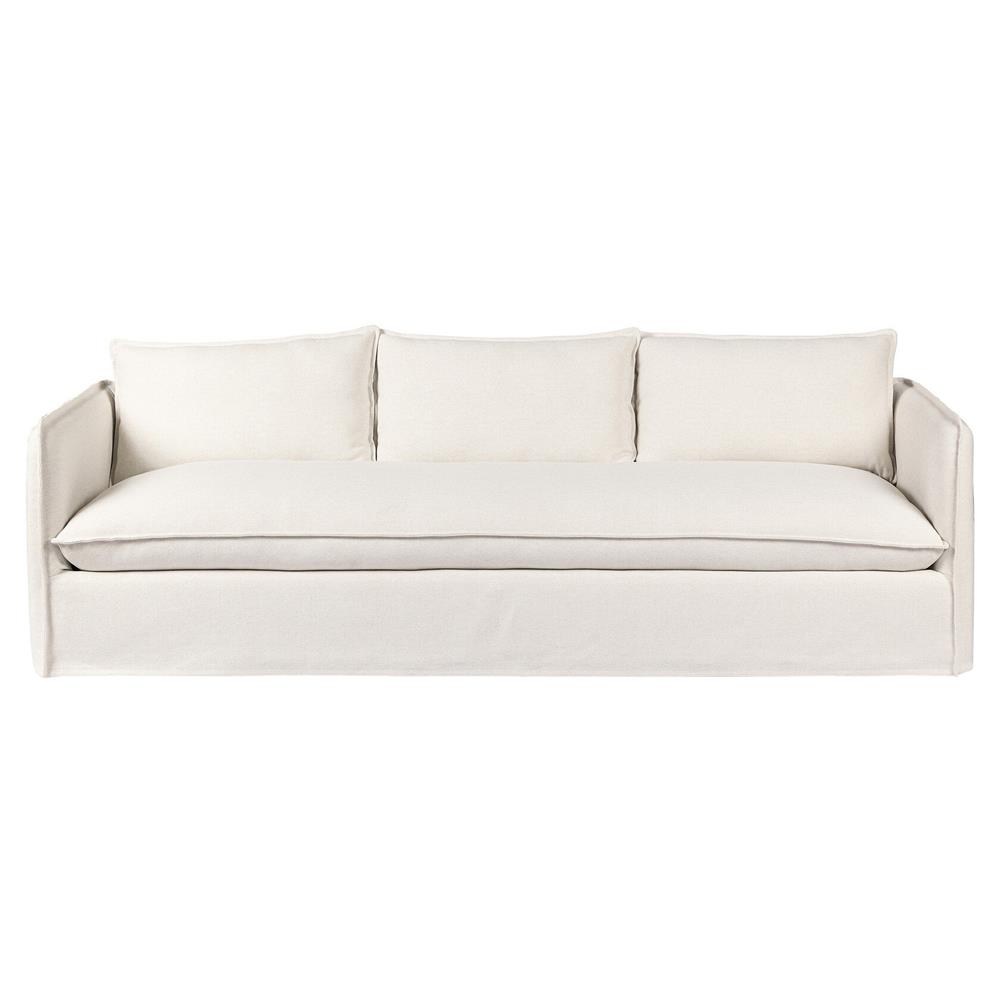Andrew Modern Off White Linen Slipcovered Outdoor Sofa - 96"W|
