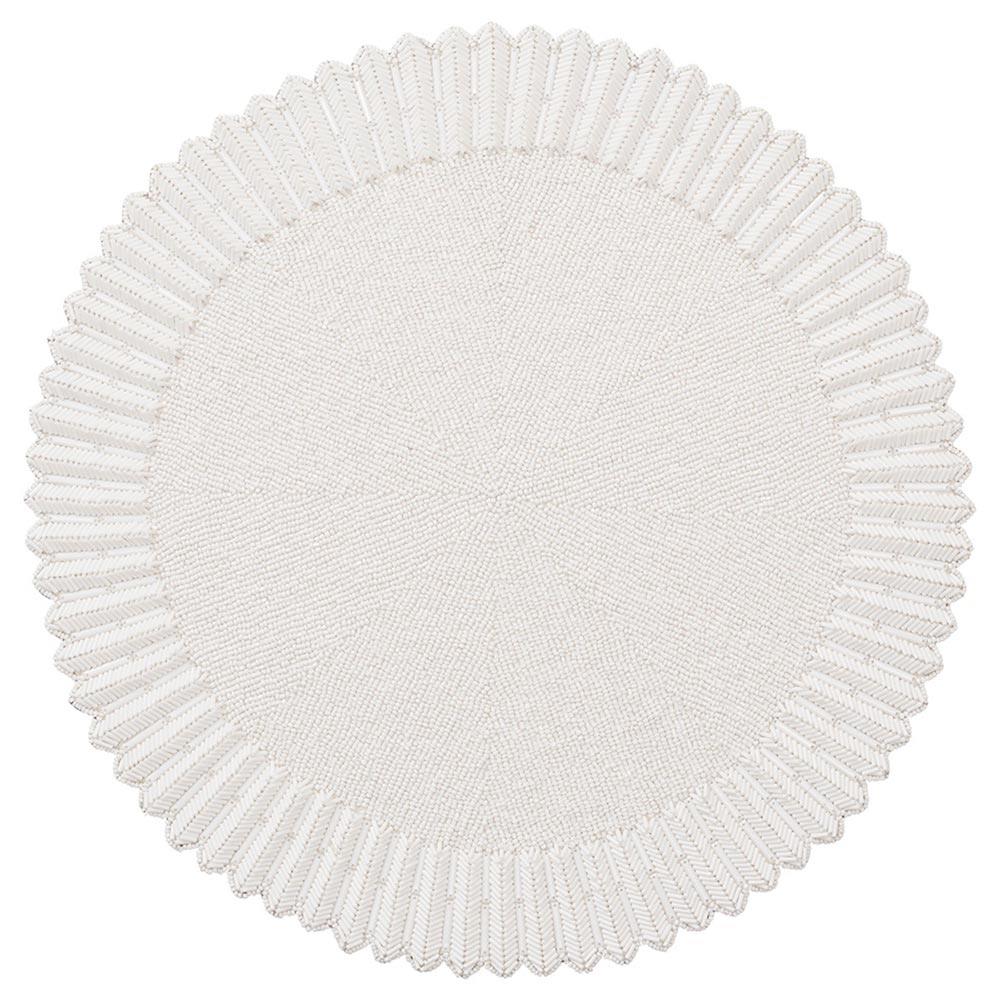 Lumina Modern Classic White Glass Beaded Placemat - Set of 2|