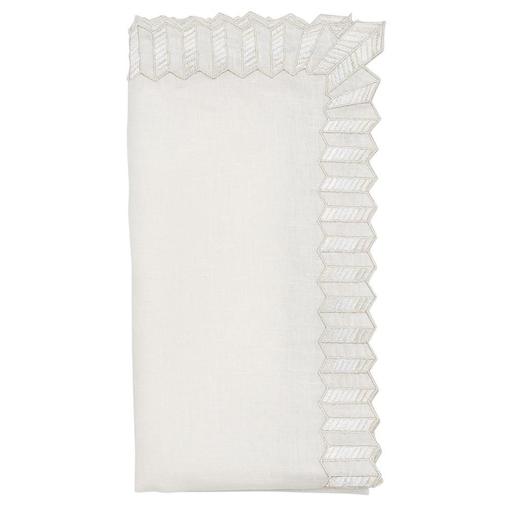 Lumina Modern Classic White Linen Ridged Edge Napkin - Set of 4|