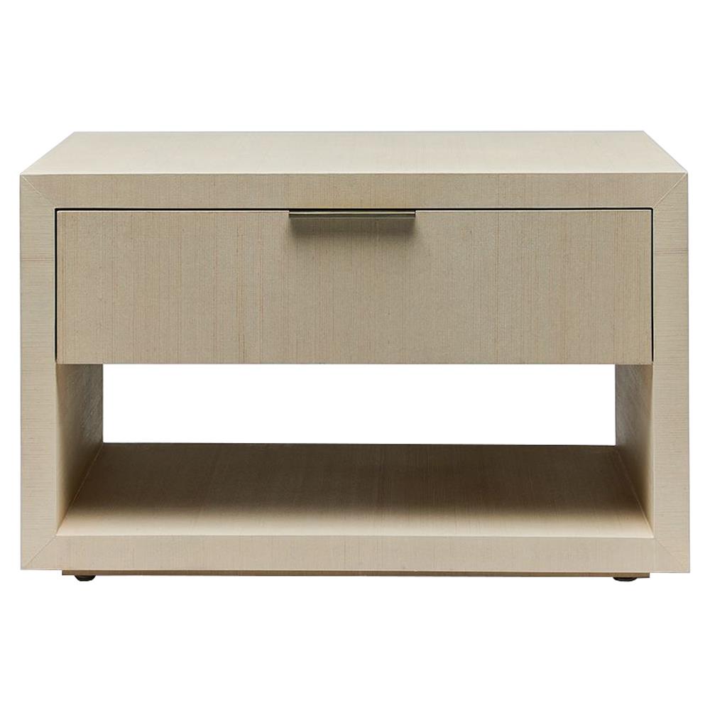 Montaigne Modern Classic Desert Beige Sisal Silver Iron Nightstand|