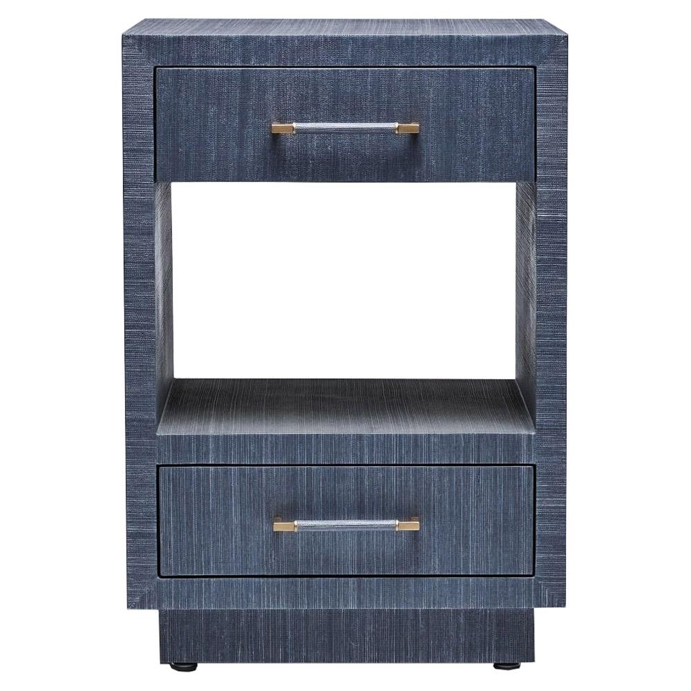 Taylor Modern Classic Navy Blue Sisal Brass Iron Nightstand - Small|