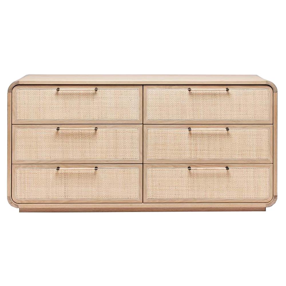 Marsh Coastal Beach Saddle Oak Wood Blonde Woven Rattan Double
