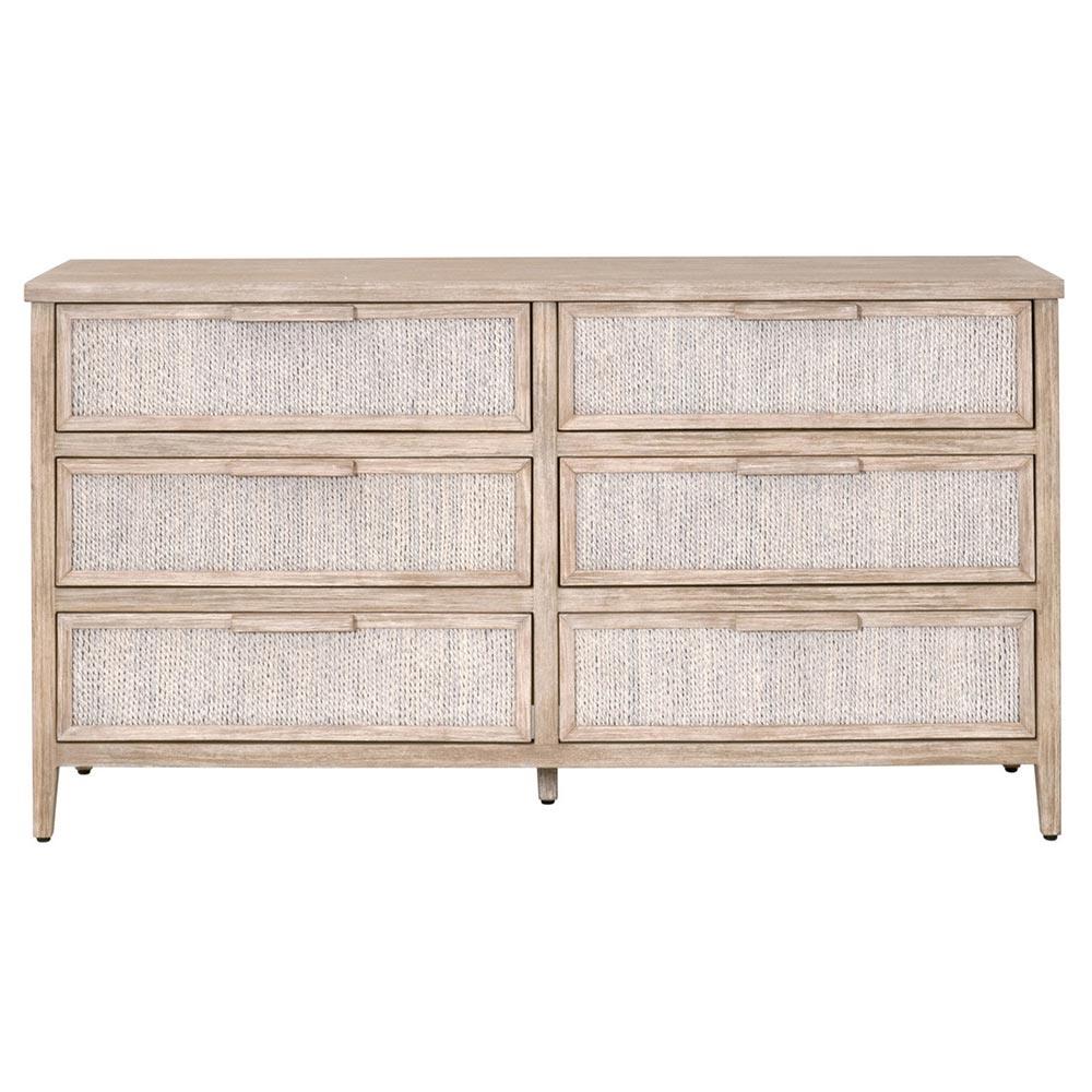 Laurice Coastal Beach Abaca Rope Natural Grey Mahogany Double Dresser|