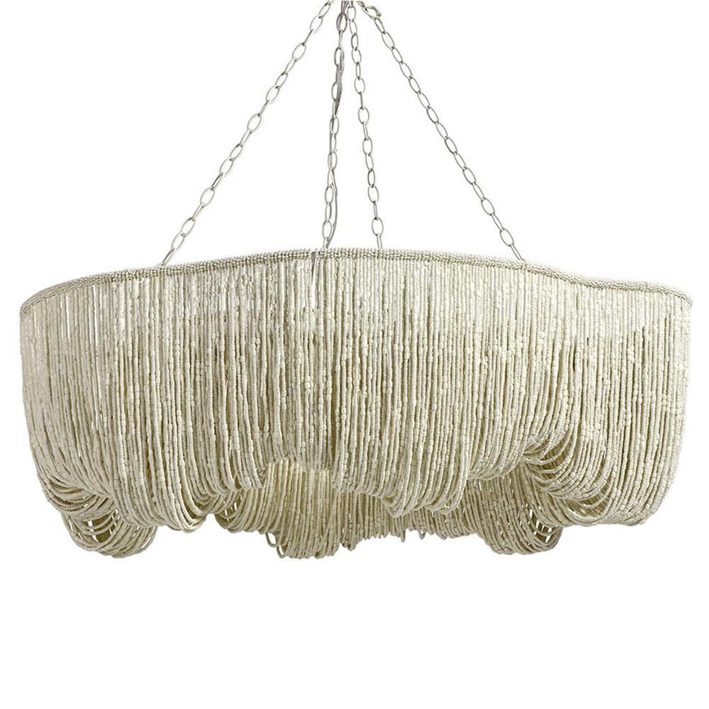Palecek Lola Coastal Beach Off White Coco Bead Metal Frame