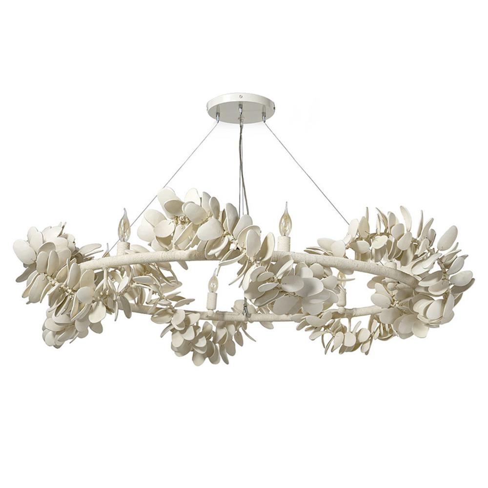 Palecek Roma Coastal Beach Off White Coconut Shells Chandelier