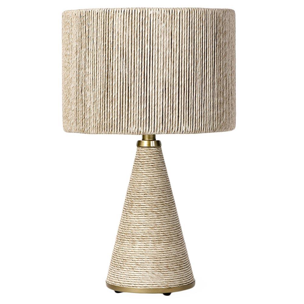 Palecek Portland Coastal Beach Beige Wrapped Brass Metal Outdoor Table Lamp|
